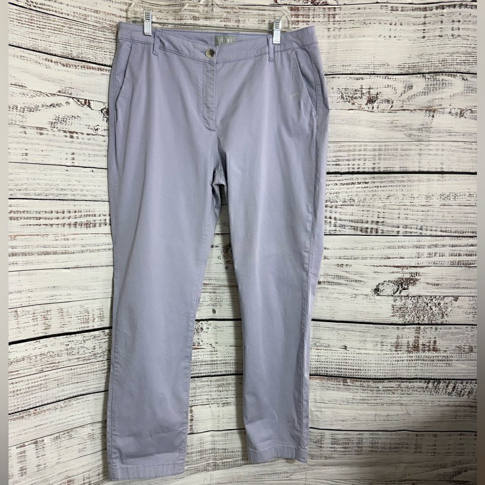 Pure‎ collection pants womens Size 12 R chino trouser Lilac Cotton Blend